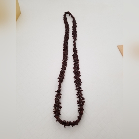Vintage Hawaiian Koa Seed Necklace Artisan Crafted Hand Beaded 21 Inch - Picture 1 of 4